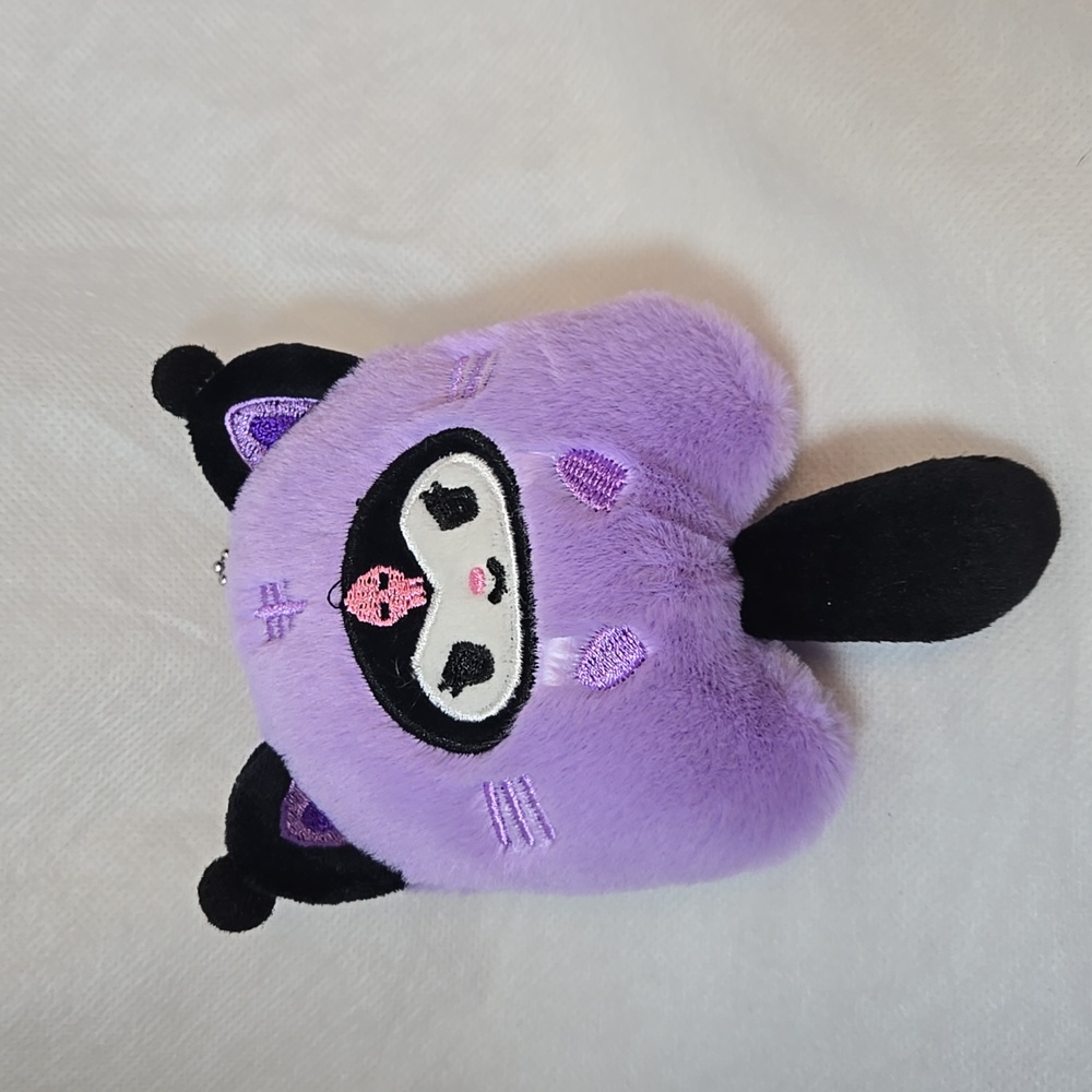 NEW Bag Or Backpack Charm Purple and Black Plush Cat Keychain - Picture 1 of 2